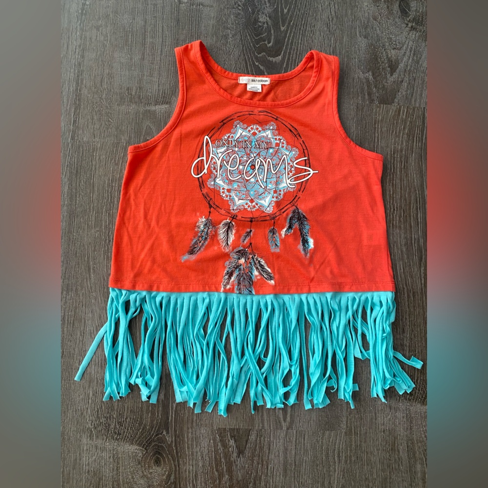 Tank style top with fringe, size girls large in excellent condition!